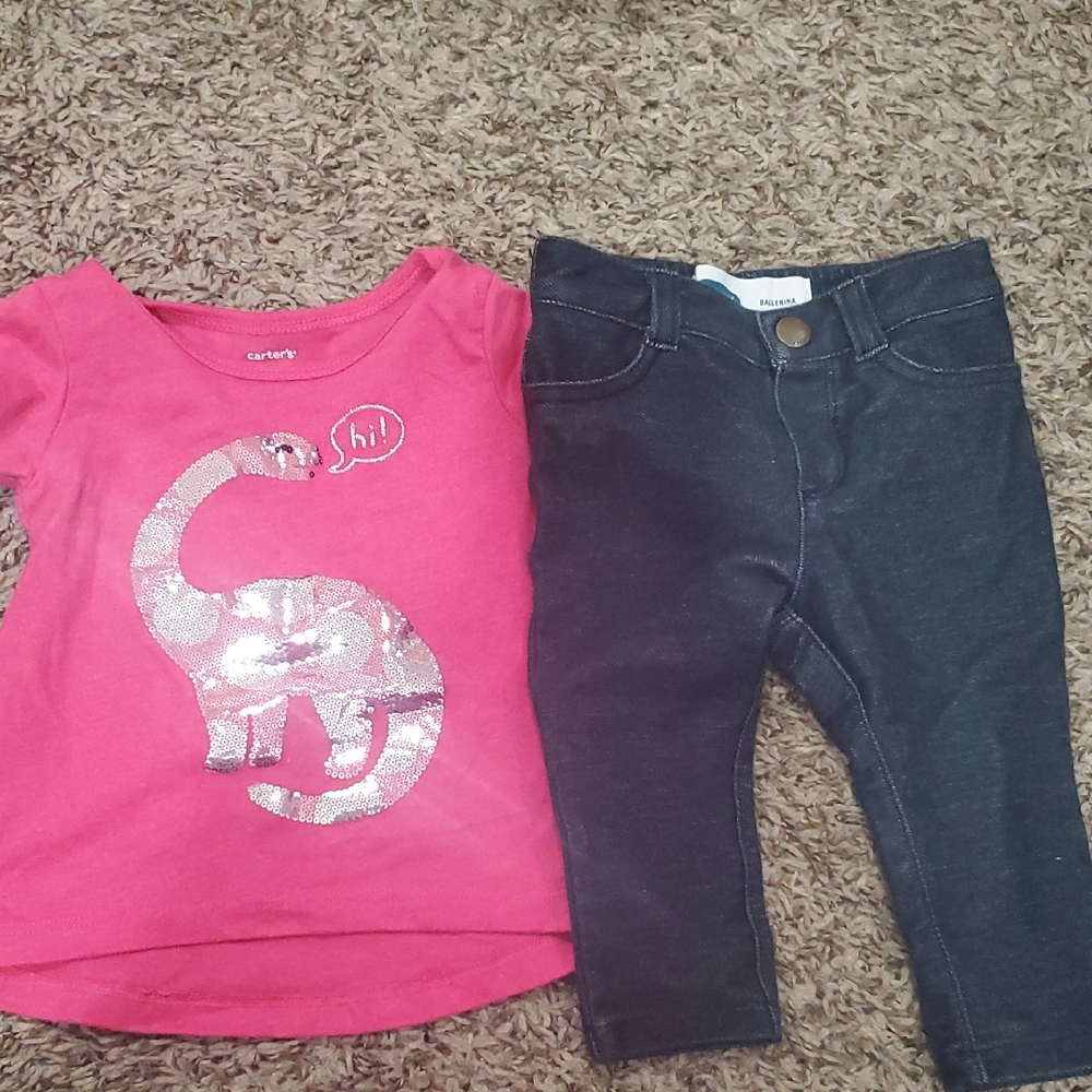 Carter's Pink Baby Tee And The Old Navy Pants